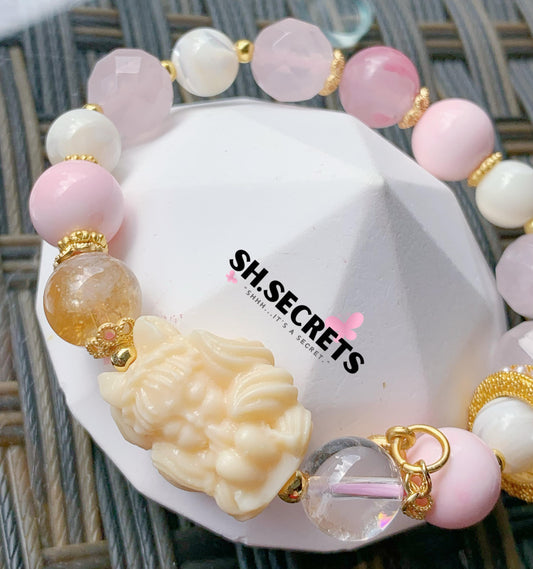 $10 SALE - Rose Quartz, White Conch, Sakura Rhodonite, Dreamy Citrine, White Azeztulite, Tagua Nut