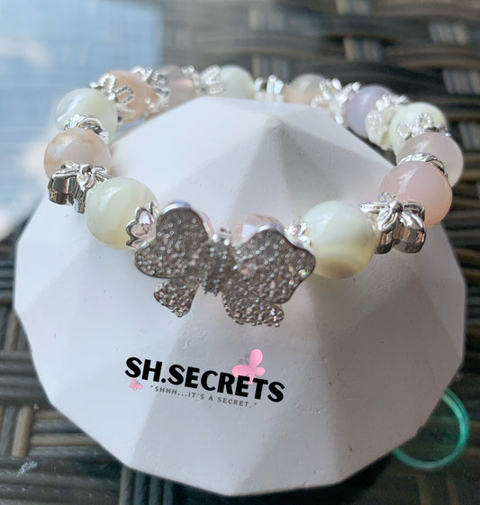 Rose Quartz, White Conch, Sakura Agate