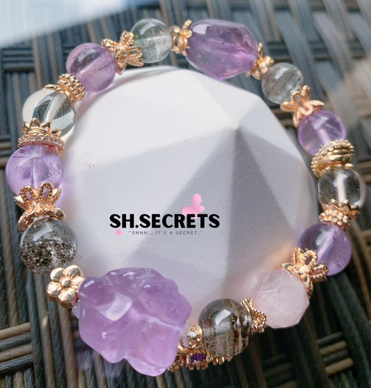 Green Phantom, Amethyst, Rose Quartz, Clear Quartz