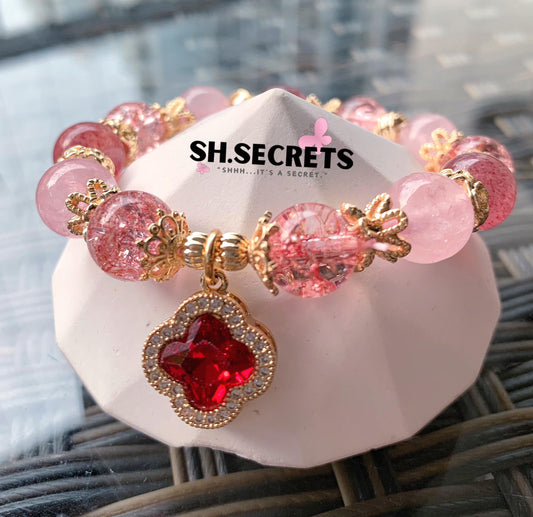 Premium Strawberry Quartz, Rose Quartz, Crackled Quartz (Red)