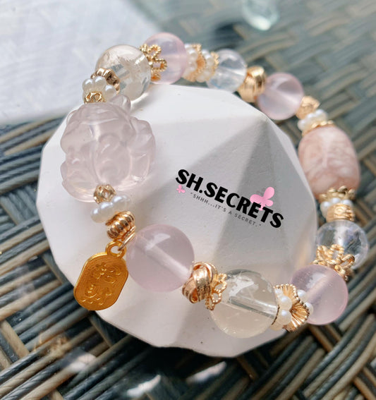 Premium White Snowflake Phantom, Sakura Agate, Rose Quartz, Crackled Clear Quartz