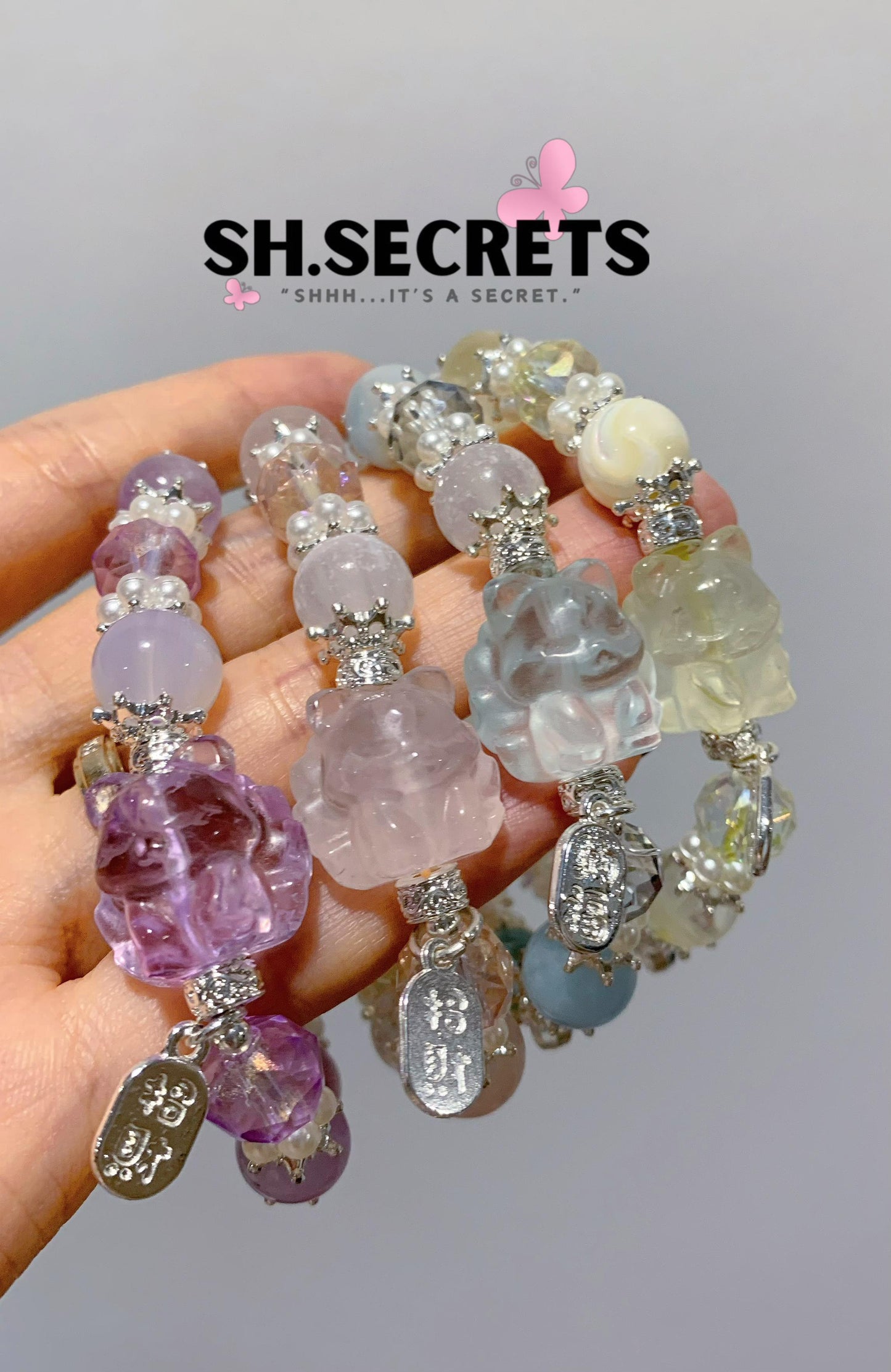 Amethyst, Kunzite, Lychee Agate
